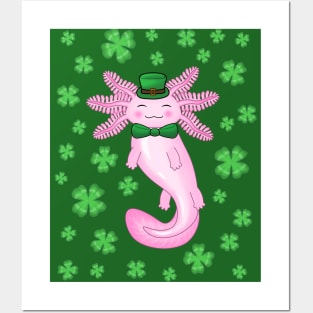 Cute St Patrick's axolotl Posters and Art